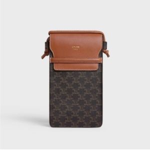 Celine Phone Pouch with Flap in Triomphe Canvas